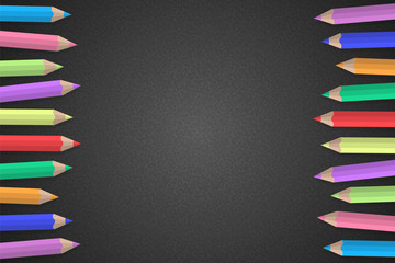 Fototapeta premium Colored pencils on a board - template. Vector.