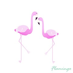 Pink flamingo. Vector icon. Print of the bird