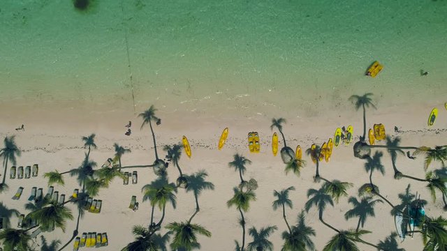 Aerial view tropical island beach Punta Cana, Dominican Republic