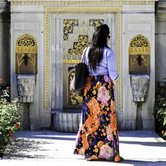 Lady near a Burial Place of an Imam in Istanbul, Turkey