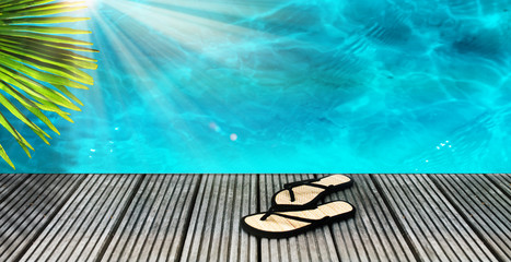 Swimming pool with slippers