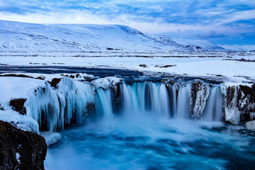 Godafoss, Iceland in winter - obrazy, fototapety, plakaty