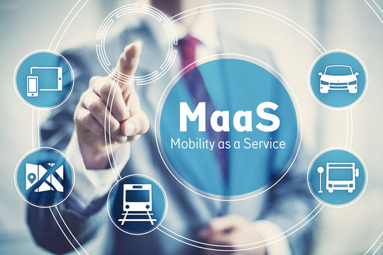 Maas, Mobility as a Service startup business concept illustration
