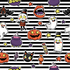 Materiał do szycia Halloween wzór w stylu komiks kreskówka.