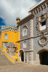 Colorful Pena Palace Arch Courtyard in Sintra, Portugal