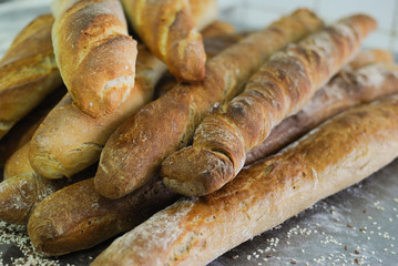 Pile of french baguette