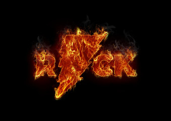 Burning rock letters in business concept