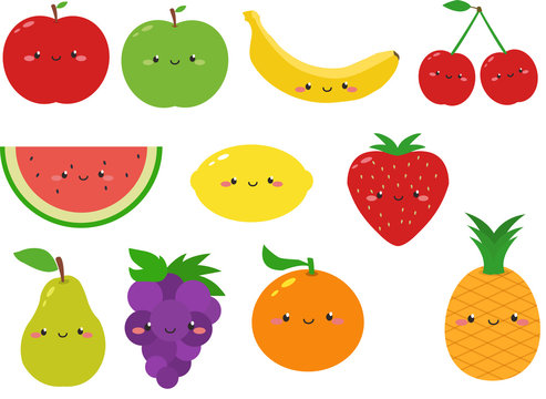 Cute Fruits Cartoon Clipart
