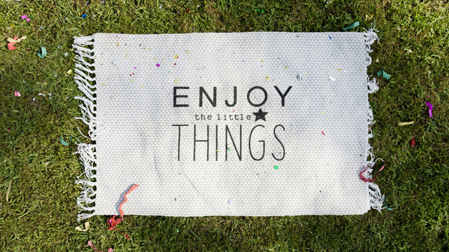 White fabric with statement