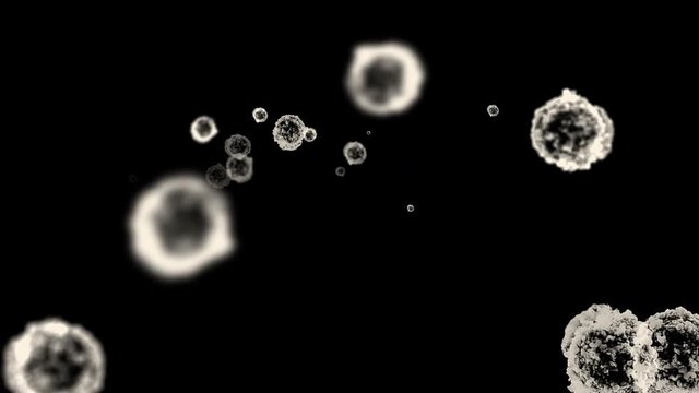 4k Abstract cells virus dust particles background.