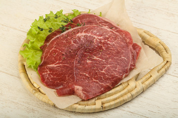 Raw beef schnitzel