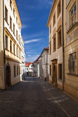 Fototapeta na wymiar Empty street in Olomouc city, Czech Republic