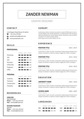 CV Resume Clean Design Vector Template / Curriculum Vitae