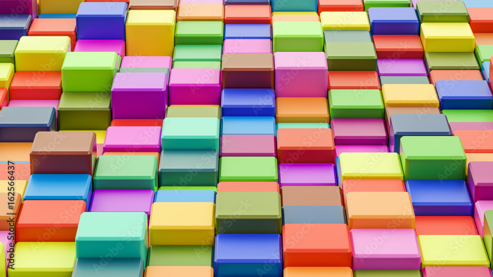 Poster abstract colorful cubes background in 8k resolution, 3d rendering