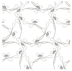 Seamless oak branch monochrome pattern stock vector illustration