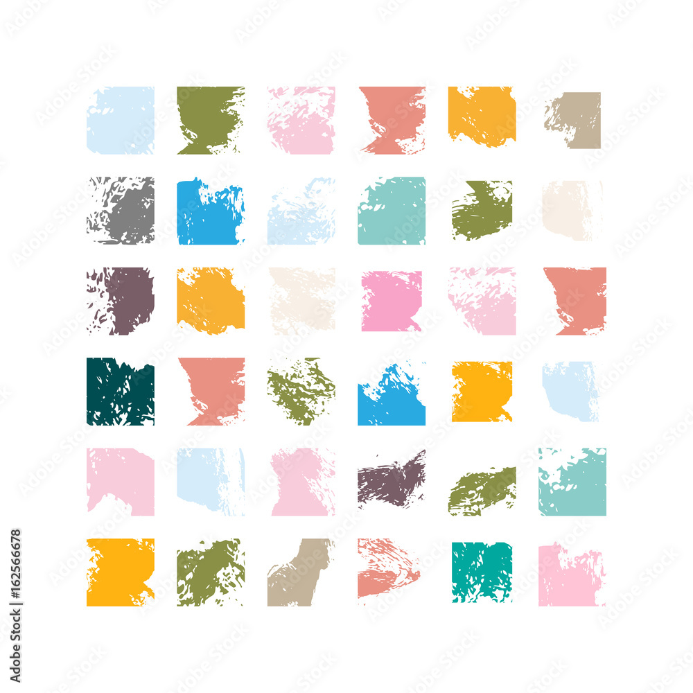 Aufkleber Modern vector background with hand drawn colorful ink brush strokes in squares.