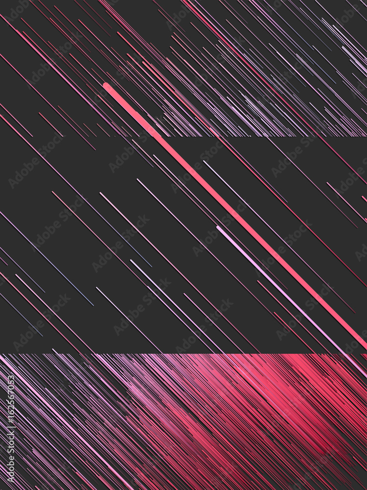 Aufkleber Digital diagonal red lines abstract background. 3d rendering