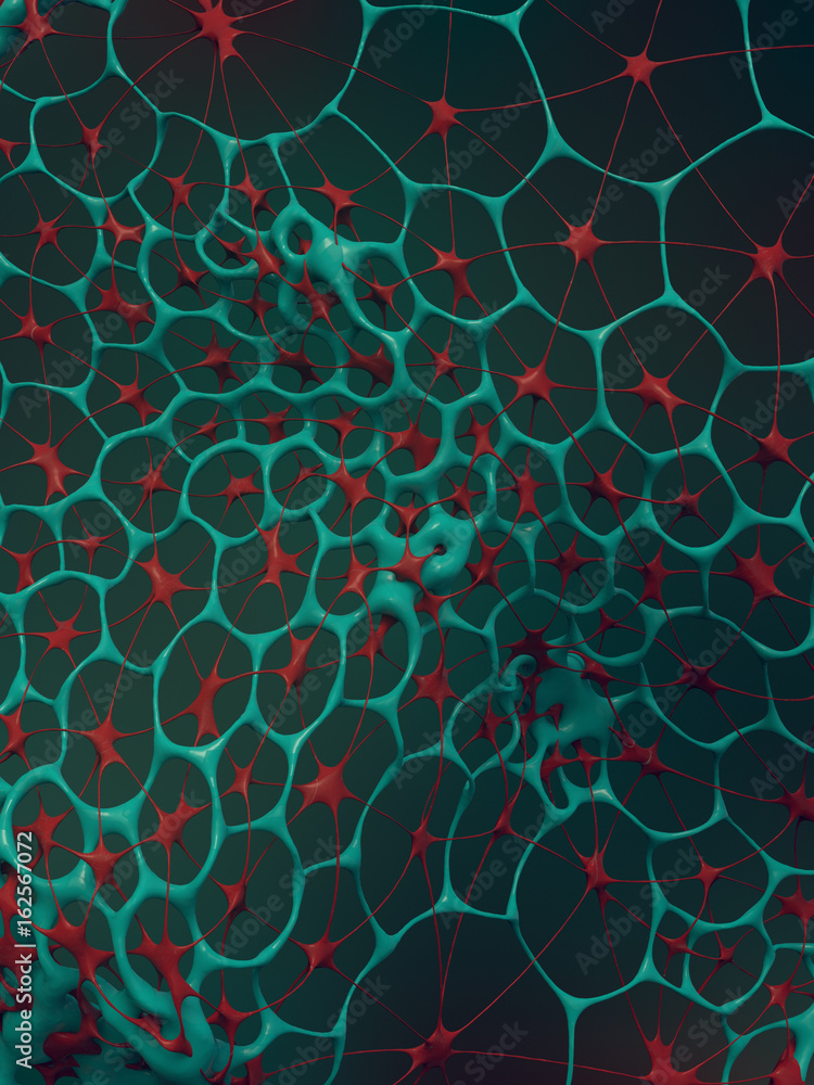 Aufkleber Abstract geometry red and green pattern background. 3d rendering
