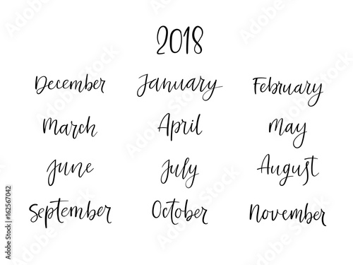 Hand Lettering Names Of Months Modern Calligraphy Handwritten Vector Calendar Wall Mural Anna Hand Lettering Names Of Months Modern Calligraphy Handwritten Vector Calendar Wall Mural Anna