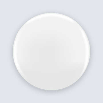 White blank pin button badge isolated on background. Realistic