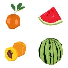 Set of different geometric fruits, Vector illustration