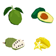 Set of different geometric fruits, Vector illustration