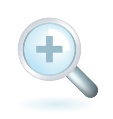 Cute Magnifying Glass Icon (More Zoom) on White Background . Isolated Vector Illustration 