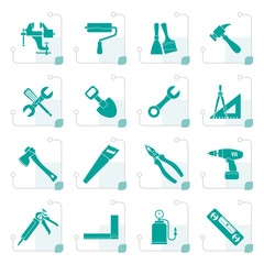 Stylized Building and Construction work tool icons - vector icon set