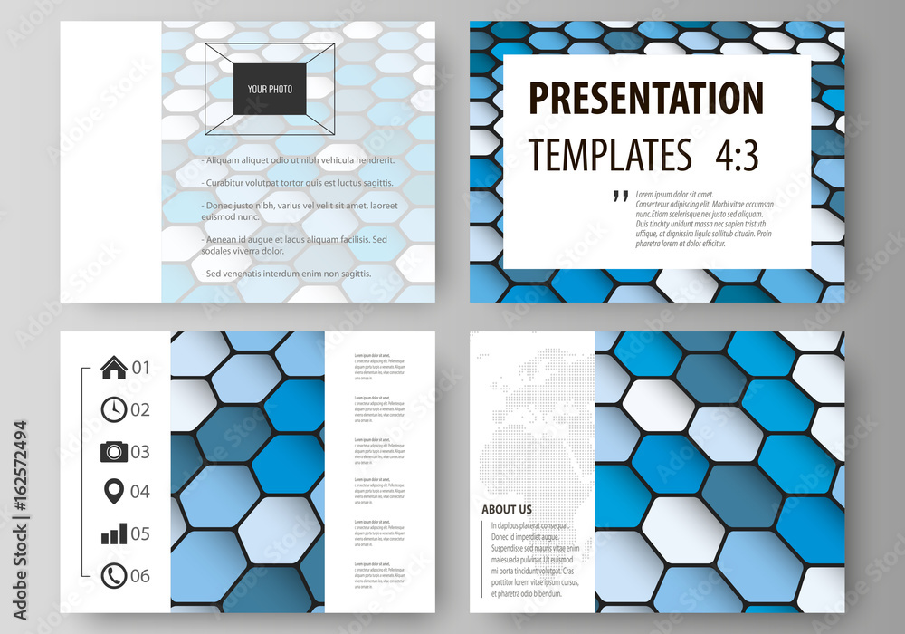 Poster set of business templates for presentation slides. easy editable vector layouts in flat design. blue