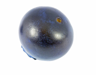 One blueberry isolated on white background. Macro photography with natural colors. Clipping path.