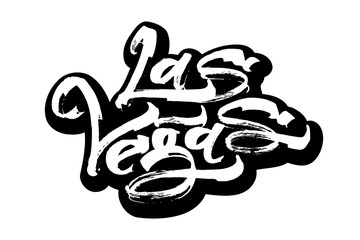 Las Vegas. Sticker. Modern Calligraphy Hand Lettering for Serigraphy Print