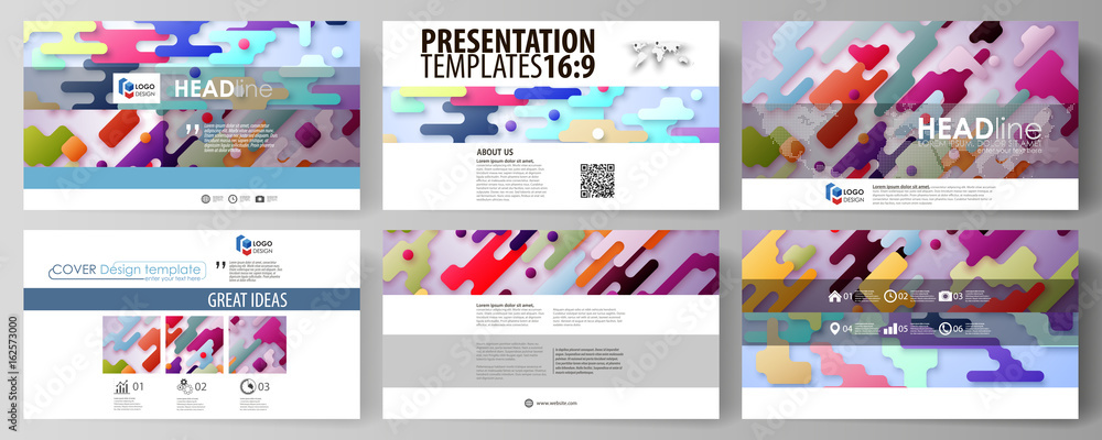 Poster business templates in hd format for presentation slides. abstract vector design layouts. bright colo