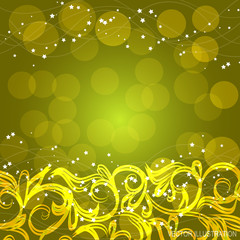 Yellow background with ornamental border.Vector illustration.
