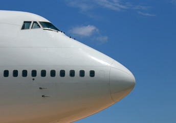 The nose of a jumbo jet.