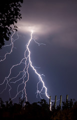lightnings and thunder bold stike at summer storm