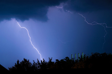 Naklejka na ściany i meble lightnings and thunder bold stike at summer storm