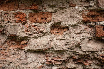 Red brick wall background texture close up