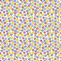 Calico watercolor forget me not pattern. Stunning seamless cute small flowers for fabric design. Calico pattern in country stile. Trendy handpainted millefleurs.