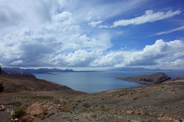 Breath taking view of Lake Titicaca as seen from the Isla del Sol