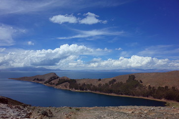 Breath taking view of Lake Titicaca as seen from the Isla del Sol