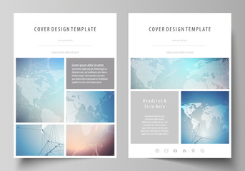 The vector illustration of the editable layout of A4 format covers design templates for brochure, magazine, flyer, booklet, report. Polygonal geometric linear texture. Global network, dig data concept