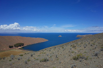 Breath taking view of Lake Titicaca as seen from the Isla del Sol