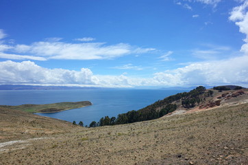 Breath taking view of Lake Titicaca as seen from the Isla del Sol