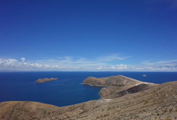 Fototapeta na wymiar Breath taking view of Lake Titicaca as seen from the Isla del Sol