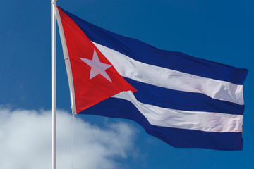 cuban flag with blue sky