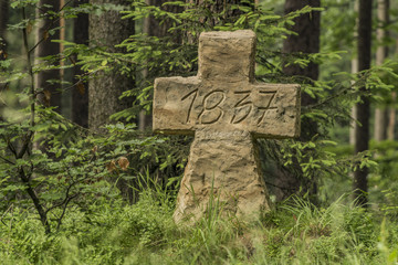 Cross in forest in national park