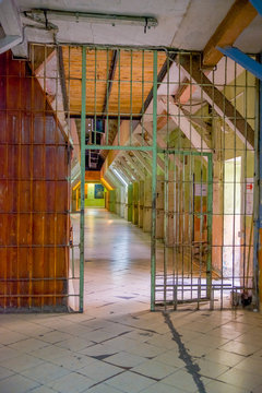 Indoor view of old deserted rugged building, in the old prison Penal Garcia Moreno in the city of Quito