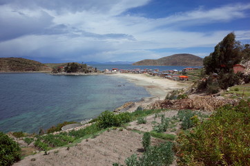A traditional town on the Isla del Sol on Lake Titicaca