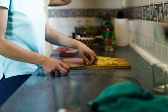 Woman cooking on kitchen