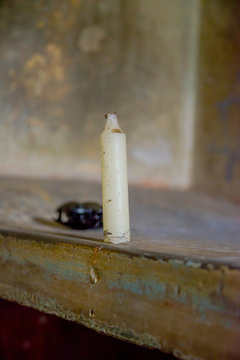 A single candle, in the old prison Penal Garcia Moreno in the city of Quito